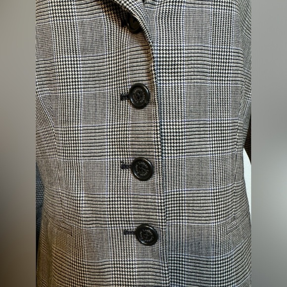 Lauren Ralph Lauren Blazer Academia Coat Wool  Checker Gray button Equestrian 10 - Picture 3 of 11